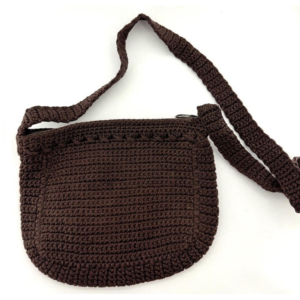 NY&Co Handmade Crochet Crossbody Bag Brown Boho Vintage-Inspired Shoulder Purse